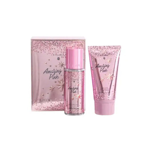 Amazing Pink set  body mist 75ml+85gms bl